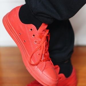 All Red Low Top Converse Sneakers